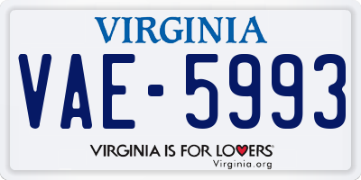 VA license plate VAE5993