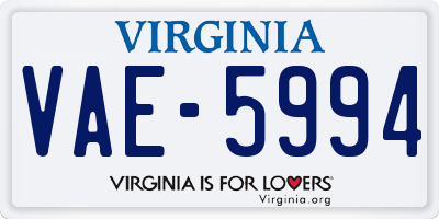 VA license plate VAE5994