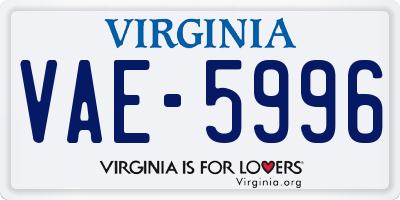 VA license plate VAE5996