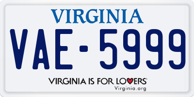 VA license plate VAE5999