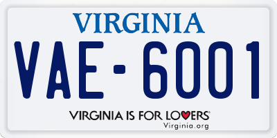 VA license plate VAE6001