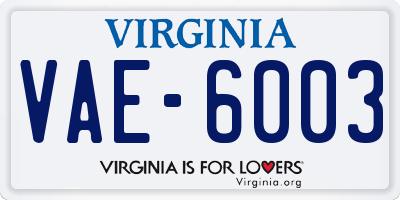 VA license plate VAE6003