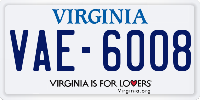 VA license plate VAE6008