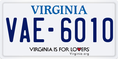 VA license plate VAE6010