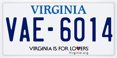 VA license plate VAE6014