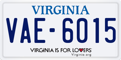 VA license plate VAE6015