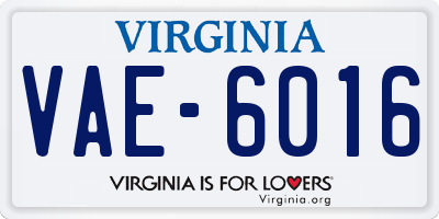 VA license plate VAE6016