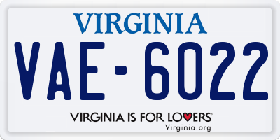 VA license plate VAE6022