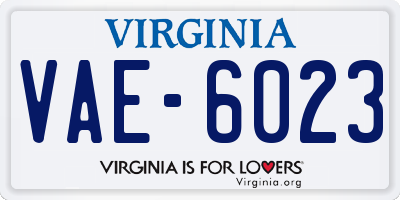 VA license plate VAE6023