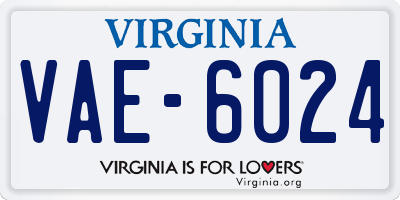 VA license plate VAE6024