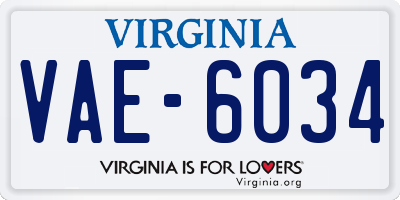 VA license plate VAE6034