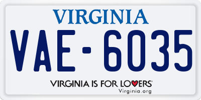 VA license plate VAE6035