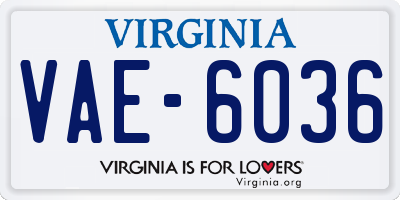 VA license plate VAE6036