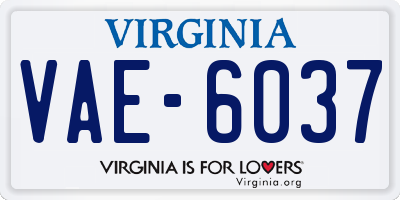 VA license plate VAE6037