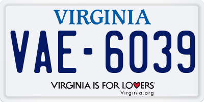 VA license plate VAE6039
