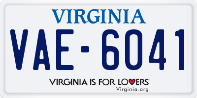 VA license plate VAE6041