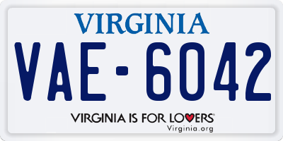 VA license plate VAE6042