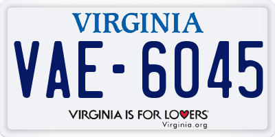 VA license plate VAE6045