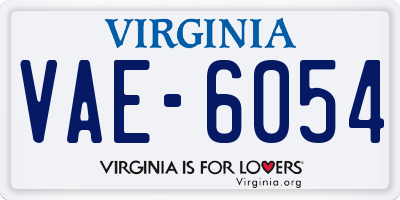 VA license plate VAE6054