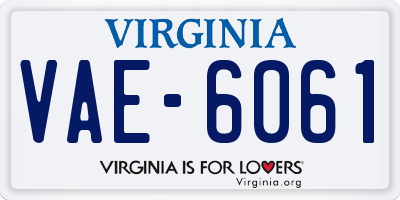 VA license plate VAE6061