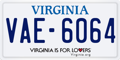 VA license plate VAE6064