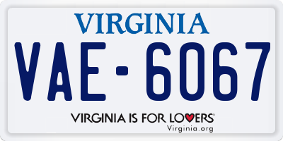 VA license plate VAE6067