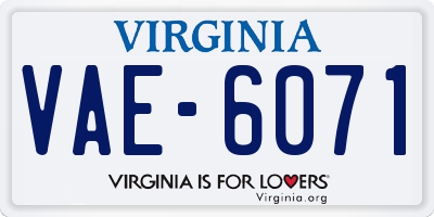 VA license plate VAE6071