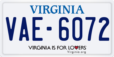 VA license plate VAE6072