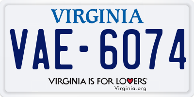 VA license plate VAE6074