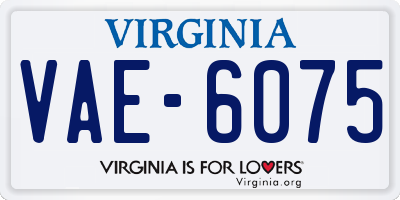 VA license plate VAE6075