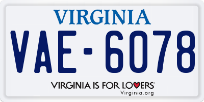 VA license plate VAE6078