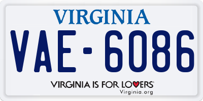 VA license plate VAE6086