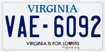 VA license plate VAE6092