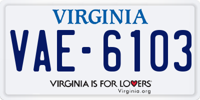 VA license plate VAE6103