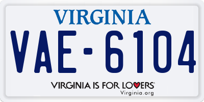 VA license plate VAE6104
