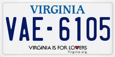 VA license plate VAE6105