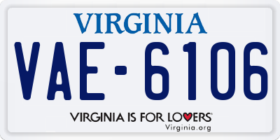 VA license plate VAE6106