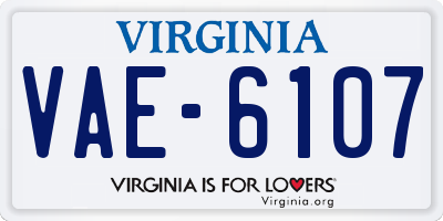 VA license plate VAE6107