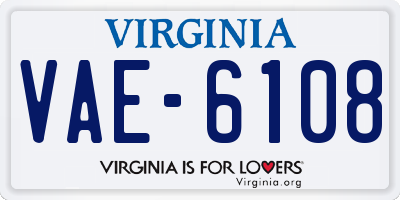 VA license plate VAE6108
