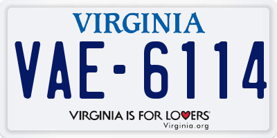 VA license plate VAE6114