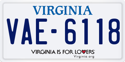 VA license plate VAE6118