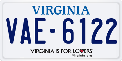 VA license plate VAE6122