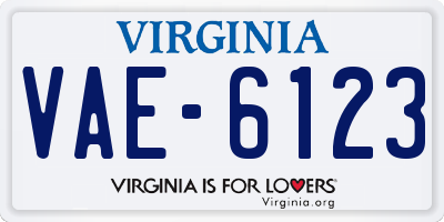 VA license plate VAE6123