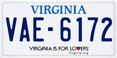 VA license plate VAE6172