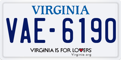 VA license plate VAE6190