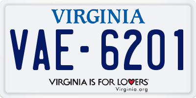 VA license plate VAE6201