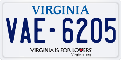 VA license plate VAE6205