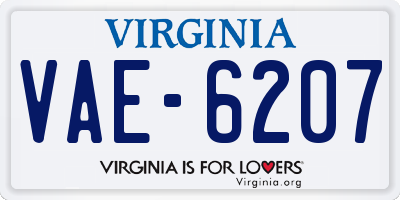 VA license plate VAE6207