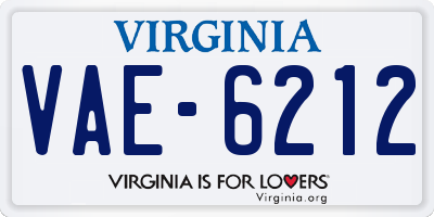 VA license plate VAE6212