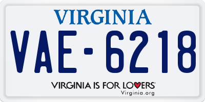 VA license plate VAE6218